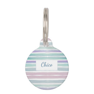 Cute Pattern Colourful Stripes Pink Blue Pet Tag