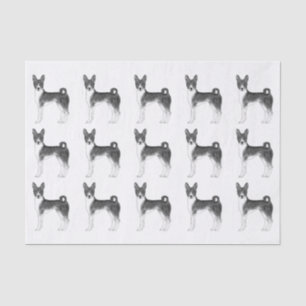 Cute Pattern Of A Basenji Dog In Black And White Tissue Paper