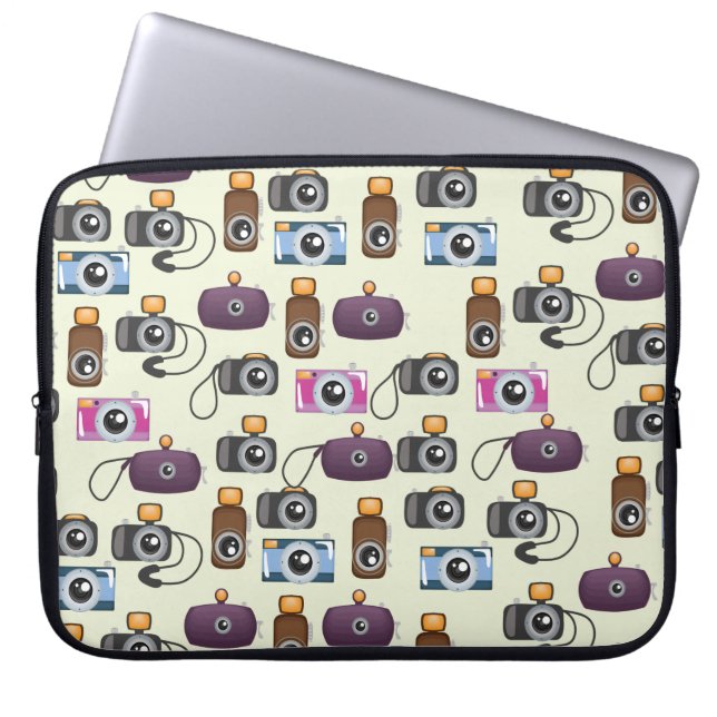 Cute Pattern of Cameras Laptop Sleeve (Front)