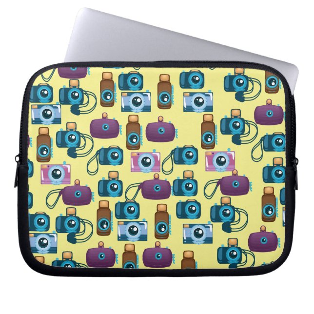Cute Pattern of Cameras Laptop Sleeve (Front)