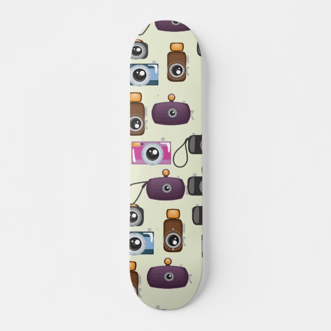 Cute Pattern of Cameras Skateboard (Front)