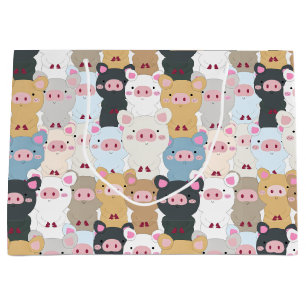 Cute Pattern of Pigs Large Gift Bag