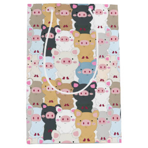 Cute Pattern of Pigs Medium Gift Bag