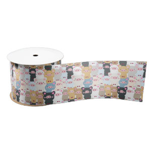 Cute Pattern of Pigs Satin Ribbon