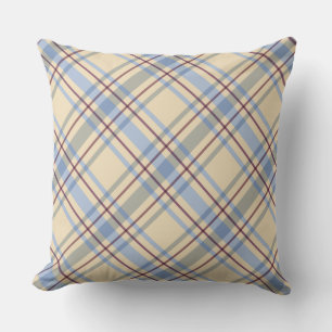Cute pattern of tartan plaid blue and beige modern cushion