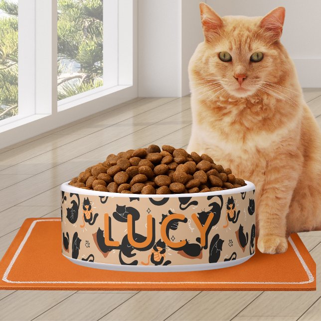 Cute Pattern Orange Black Cat Bowl (Cute Pattern Orange Black Cat Bowl)