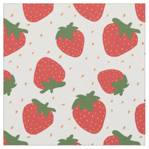 Cute pattern strawberries garden red white summer  fabric