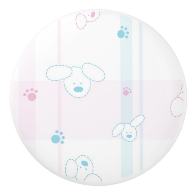 Cute pattern with dogs ceramic knob (Front)