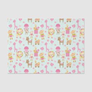 Cute Pattern with Happy Animals & Toys Tissue Paper