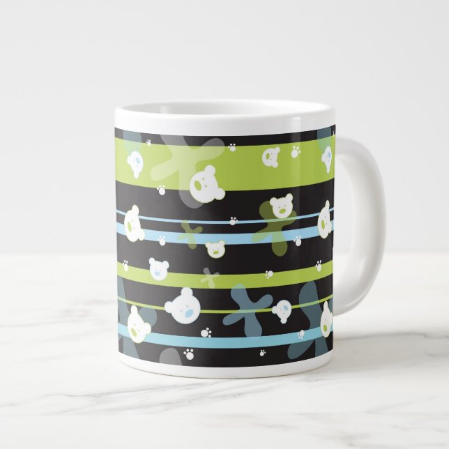 Cute pattern with little bears large coffee mug (Front Right)
