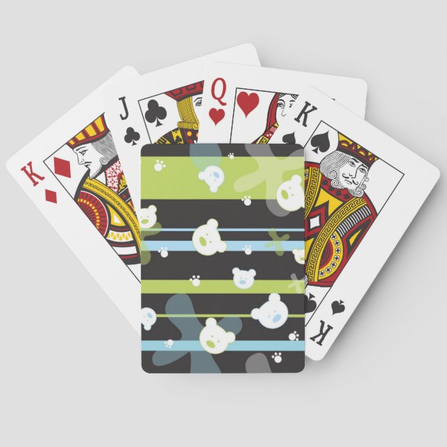 Cute pattern with little bears playing cards (Back)