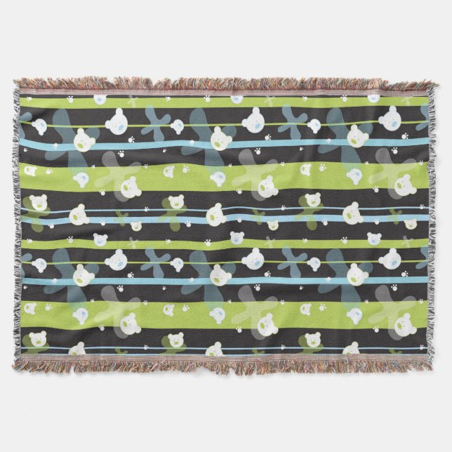 Cute pattern with little bears throw blanket (Front)