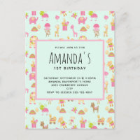 Cute Pattern with Nursery Animals & Toys  Birthday