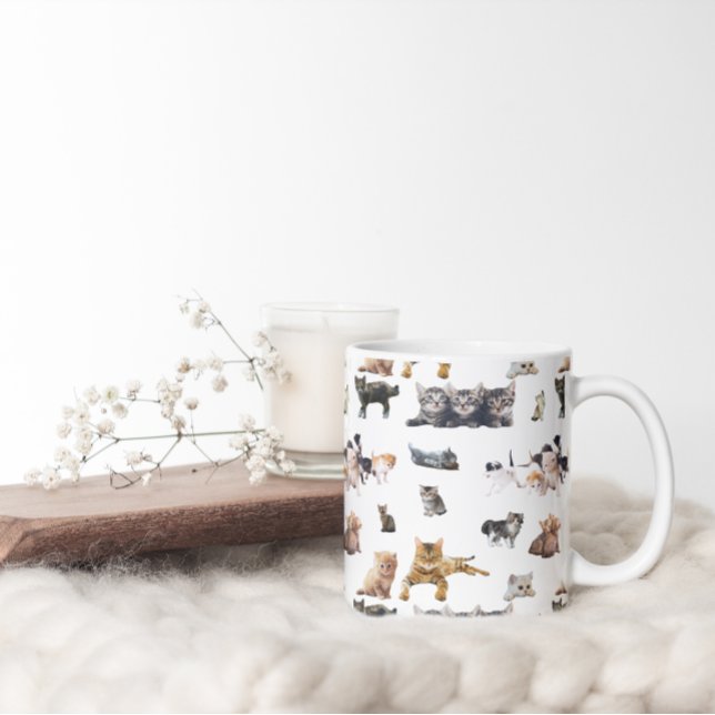 Cute pattern with photographs of Cats and kittens Two-Tone Coffee Mug (Creator Uploaded)