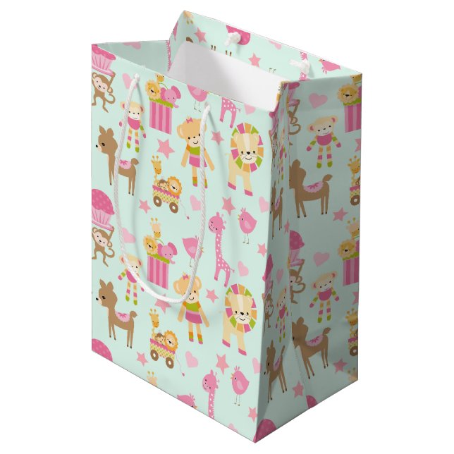 Cute Pattern with Whimsical Animals & Toys Medium Gift Bag (Front Angled)