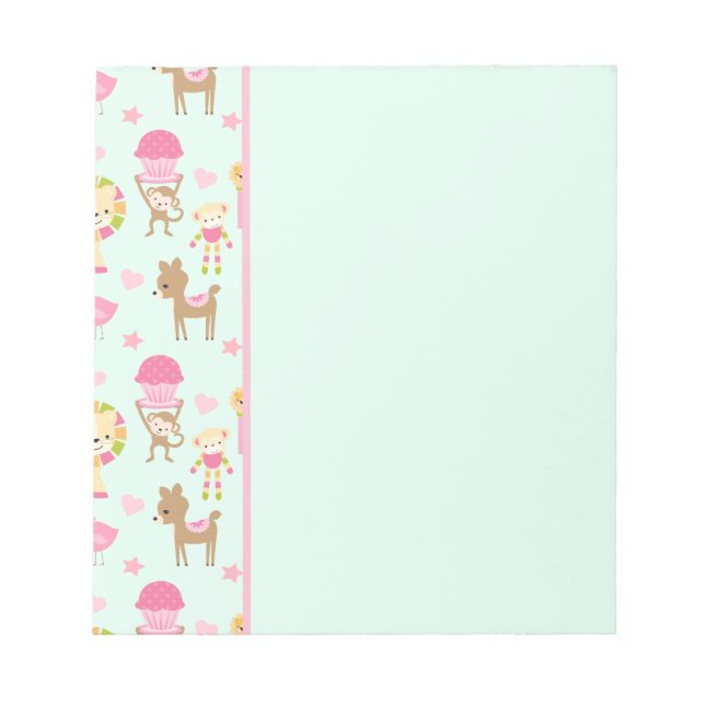 Cute Pattern with Whimsical Animals & Toys Notepad (Front)