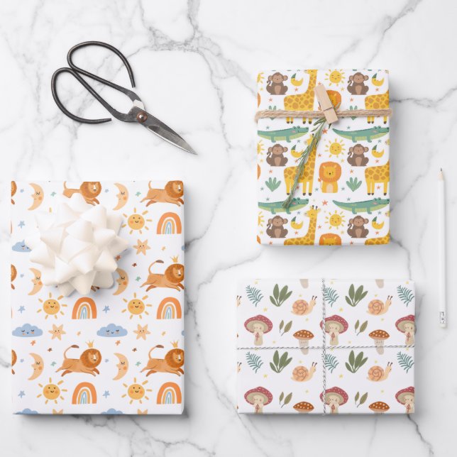 Cute pattern wrapping paper sheet (Front)