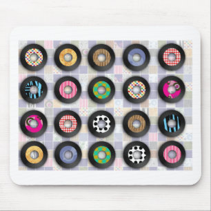 Cute Patterned 45 Records Mouse Mat