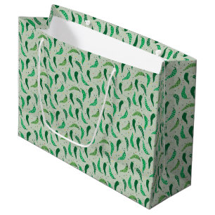 Cute Patterned Chile Peppers on Green Large Gift B Bag
