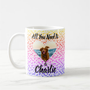 Cute Patterned Dog Photo Name Custom Mug