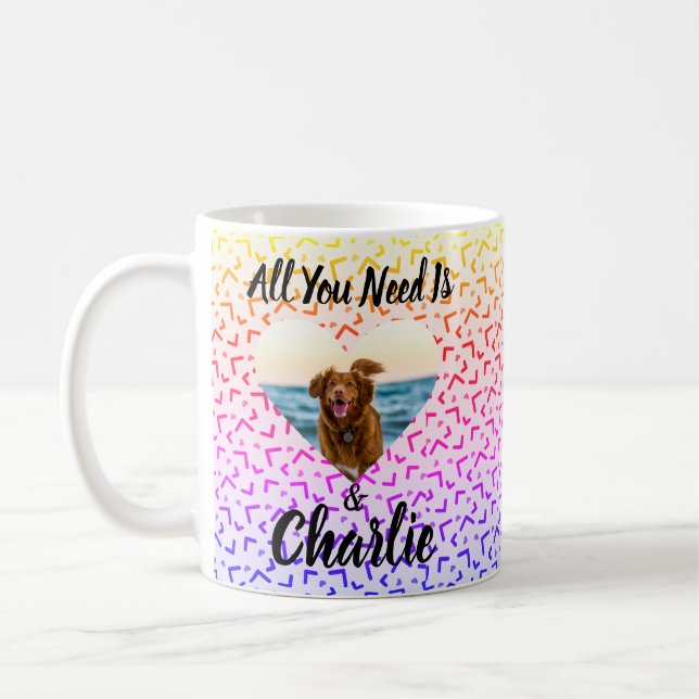 Cute Patterned Dog Photo Name Custom Mug (Left)