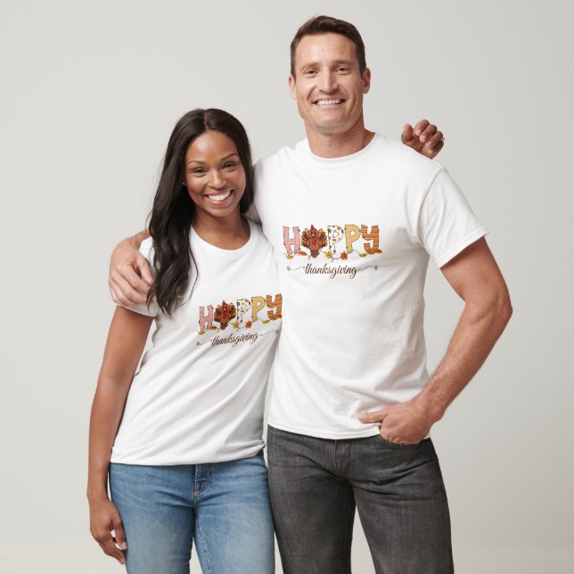 Cute Patterned Turkey Thanksgiving T-Shirt (Unisex)