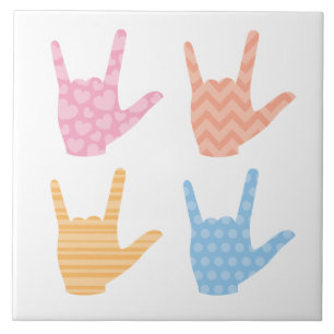 Cute Patterns Sign Language I Love You Signs Decor Tile