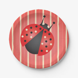 Cute Patterns with Ladybugs Baby Shower Paper Plate