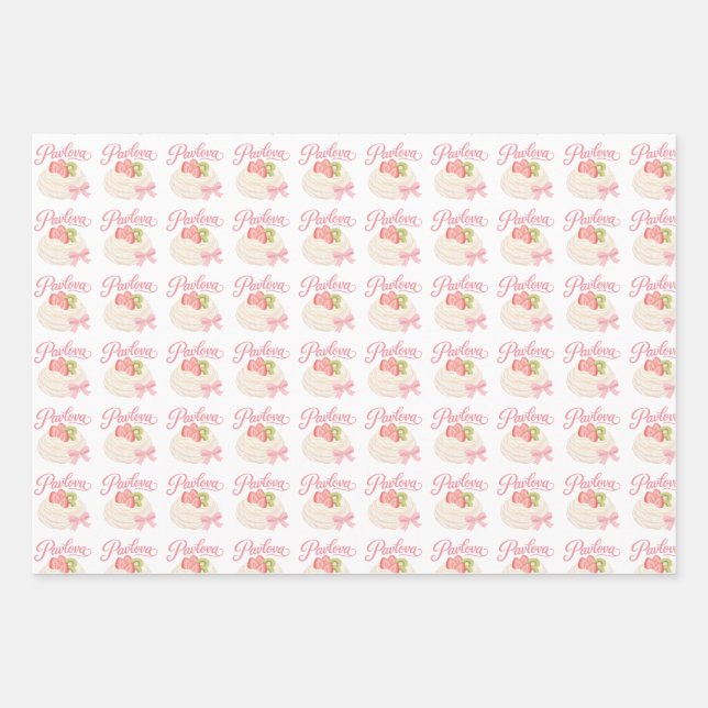 Cute Pavlova Dessert Pattern Wrapping Paper Sheet (Front)