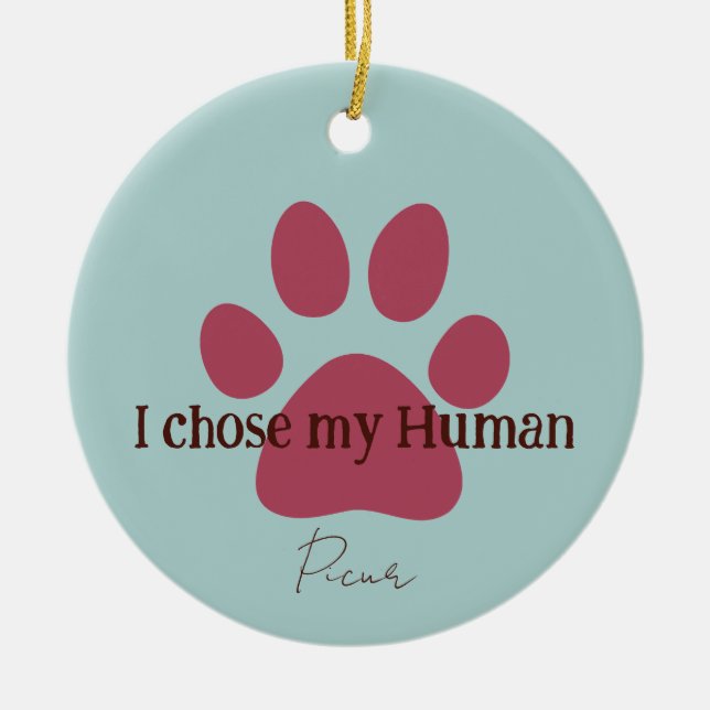 Cute Paw  Ceramic Tree Decoration (Front)