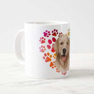 Cute paw Heart golden Dog Puppy Pet Animal party Large Coffee Mug
