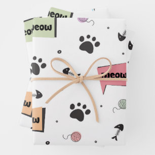 Cute Paw Pattern Wrapping Paper Sheet
