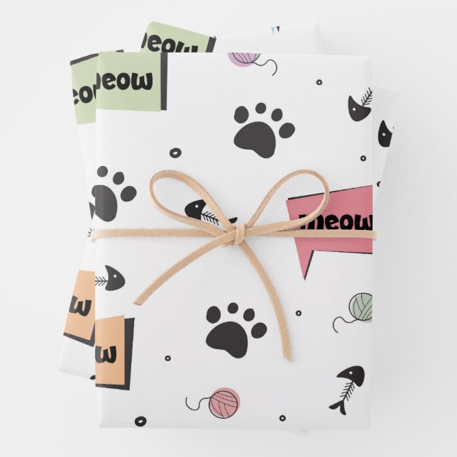 Cute Paw Pattern Wrapping Paper Sheet (In situ)