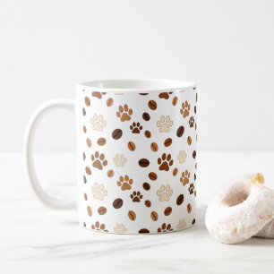 Cute Paw Print and Coffee Bean Pattern Mug