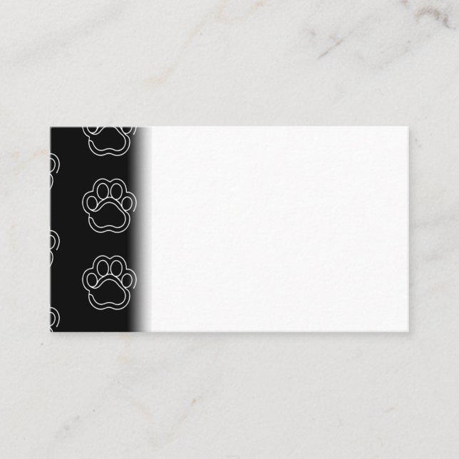 Cute Paw Print Animal Dog Lover White Line Contour Business Card (Front)