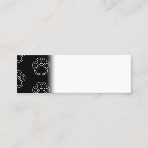 Cute Paw Print Animal Dog Lover White Line Contour Mini Business Card