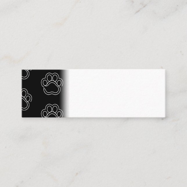 Cute Paw Print Animal Dog Lover White Line Contour Mini Business Card (Front)