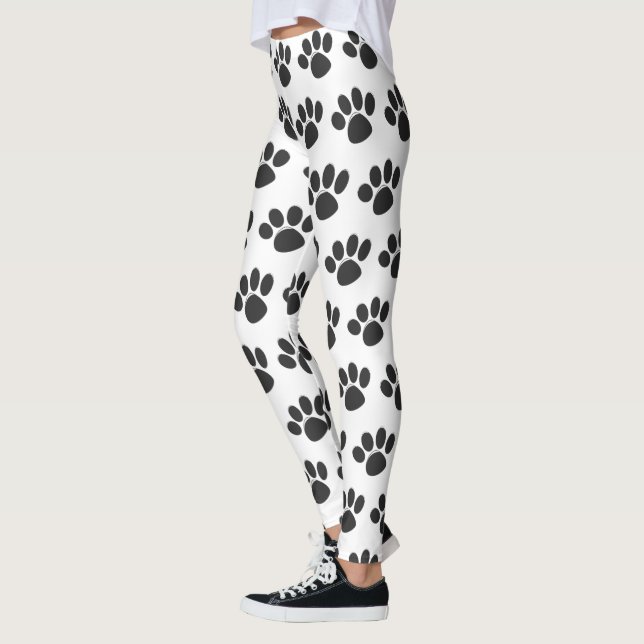 Cute Paw Print Animal Lover Dog Lover Leggings (Left)