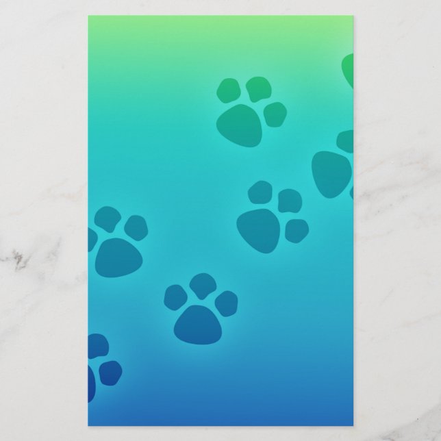 Cute Paw Print Animal Tracks Stationery (Front)