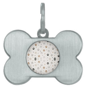 Cute Paw Print Dog ID Tag