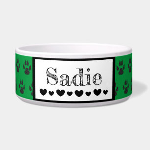 Cute Paw Print Dog's name and Hearts Custom Colour