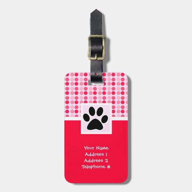 Cute Paw Print Luggage Tag (Front Vertical)