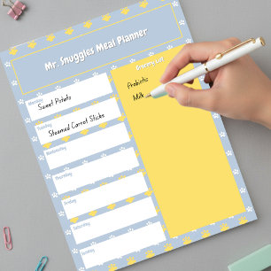 Cute Paw Print   Meal Planner  Notepad