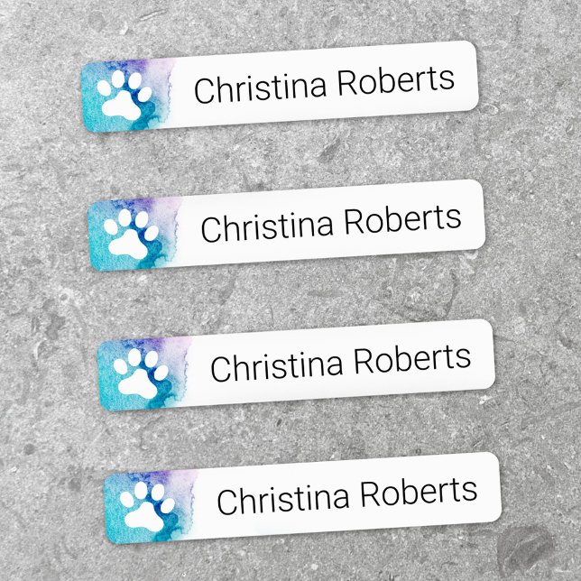 Cute paw prints aqua watercolor clothing labels (Cute paw prints aqua watercolor clothing labels)