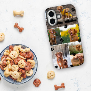 Cute Paw Prints Dog Photo Collage iPhone 16 Case