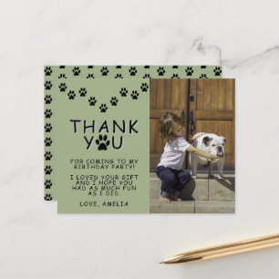 Cute Paw Prints Kids Birthday Photo Thank you Postcard