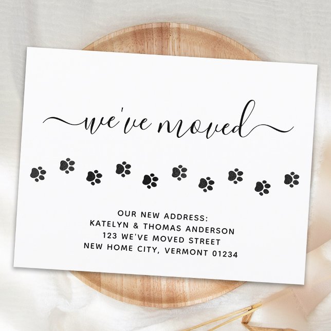 Cute Paw Prints Personalised We've Moved Moving  Announcement Postcard (Creator Uploaded)