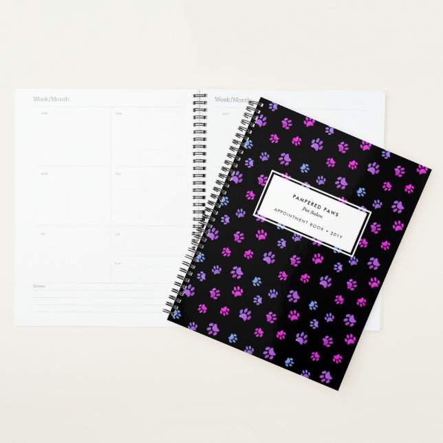 Cute Paw Prints Professional Pet Salon Appointment Planner (Display)
