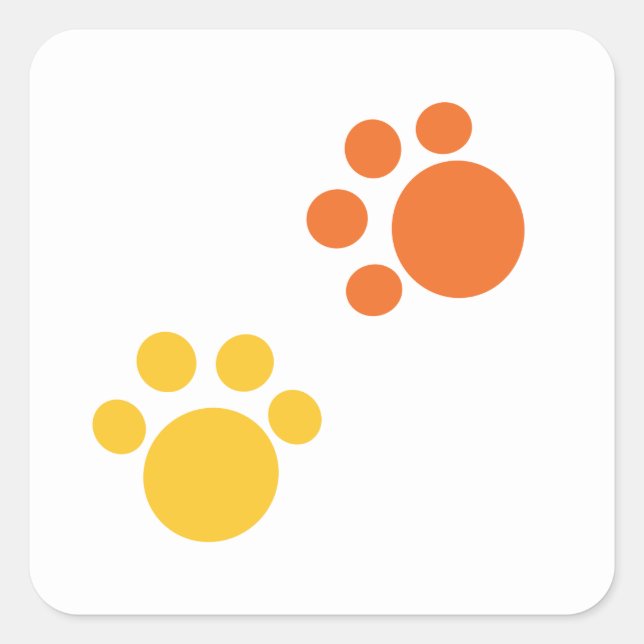 Cute Paw Prints Square Sticker (Front)