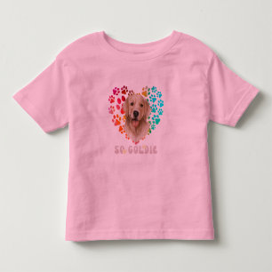 Cute paw Rainbow gradient Heart golden Dog Pet Toddler T-Shirt